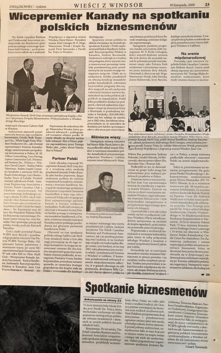 2000 VI B-Dinner Wicepremier Kanady-Zwiazkowiec 30.11.2000