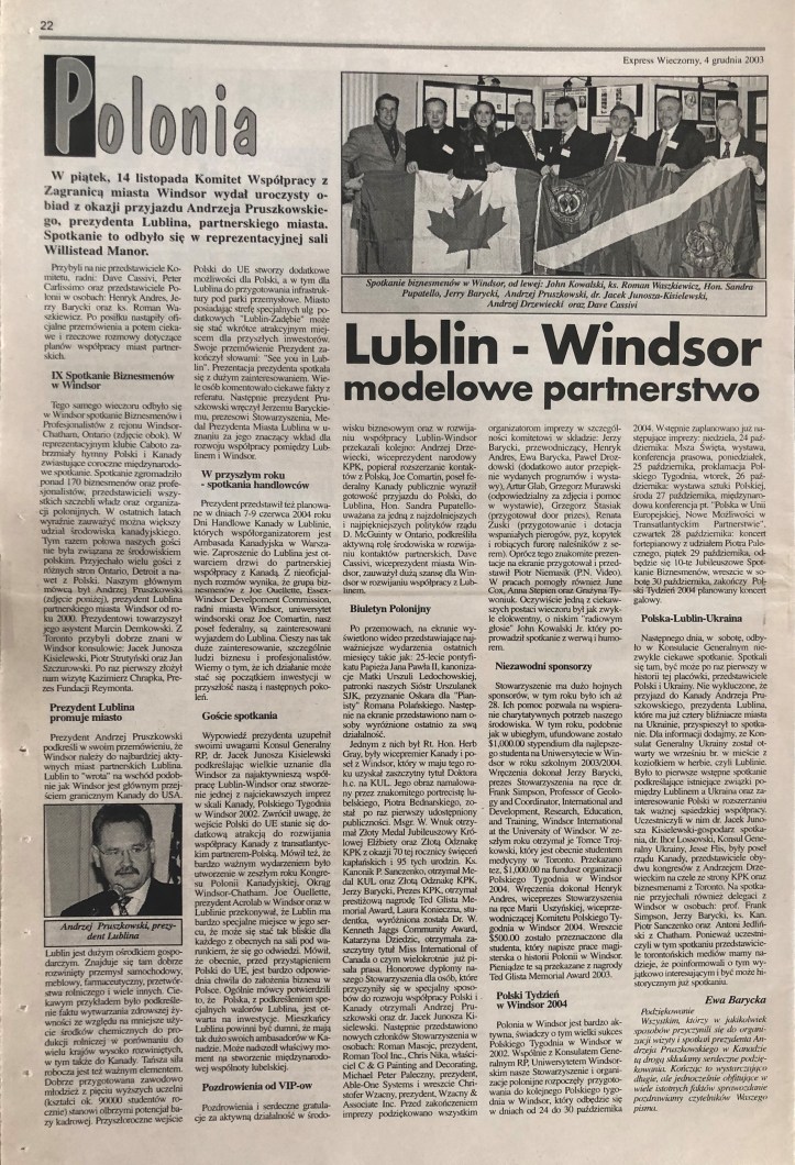 2003 IX B-Dinner Lublin-Windsor Partnerstwo- Zwiazkowiec 11.12.2003 (P)