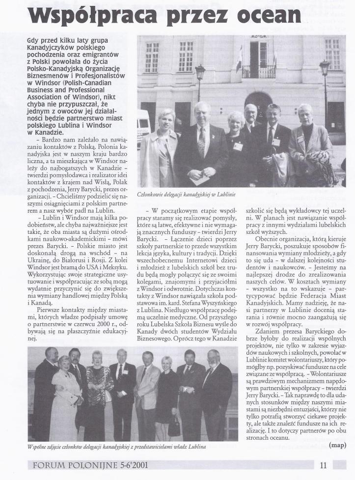 2001 Wspolpraca przez ocean-Forum Polonijne 5.06.2001 (P)
