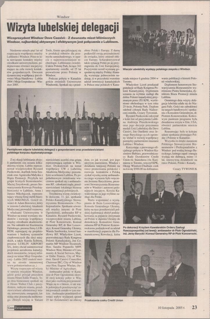 2005 XI B-Dinner Delegacja z Lublina w Windsor-Zwiazkowiec 10.11.2005 (P)