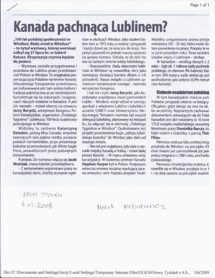 2008 Kanada pachnaca Lublinem Nowy Tydzien(P)